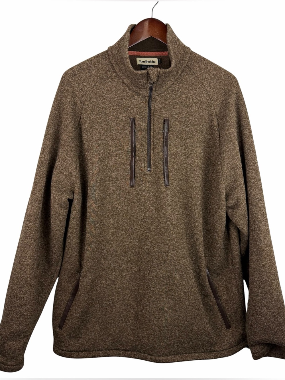 Tom Beckbe | Brown Fleece Quarter Zip Pullover Sweatshirt
